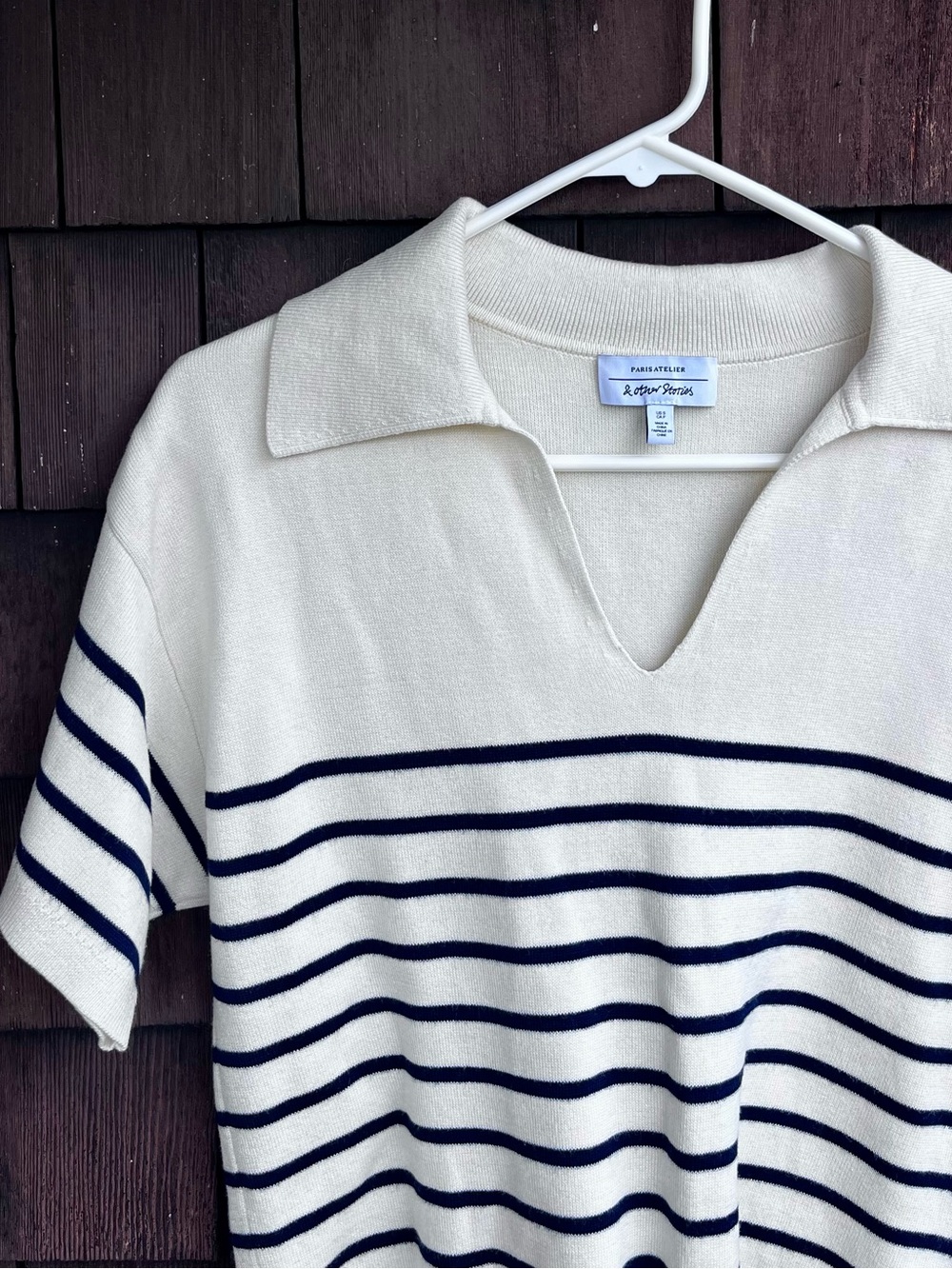 & Other Stories Paris Atelier • collared Breton stripe summer top • short sleeve